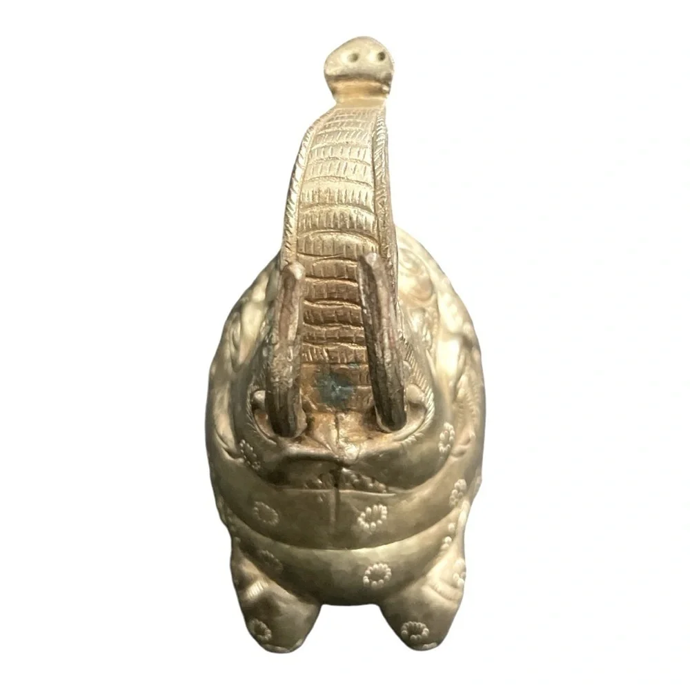 VTG Southeast Asian Thai Burmese Silverplated Brass Elephant Betel Box C.1900s